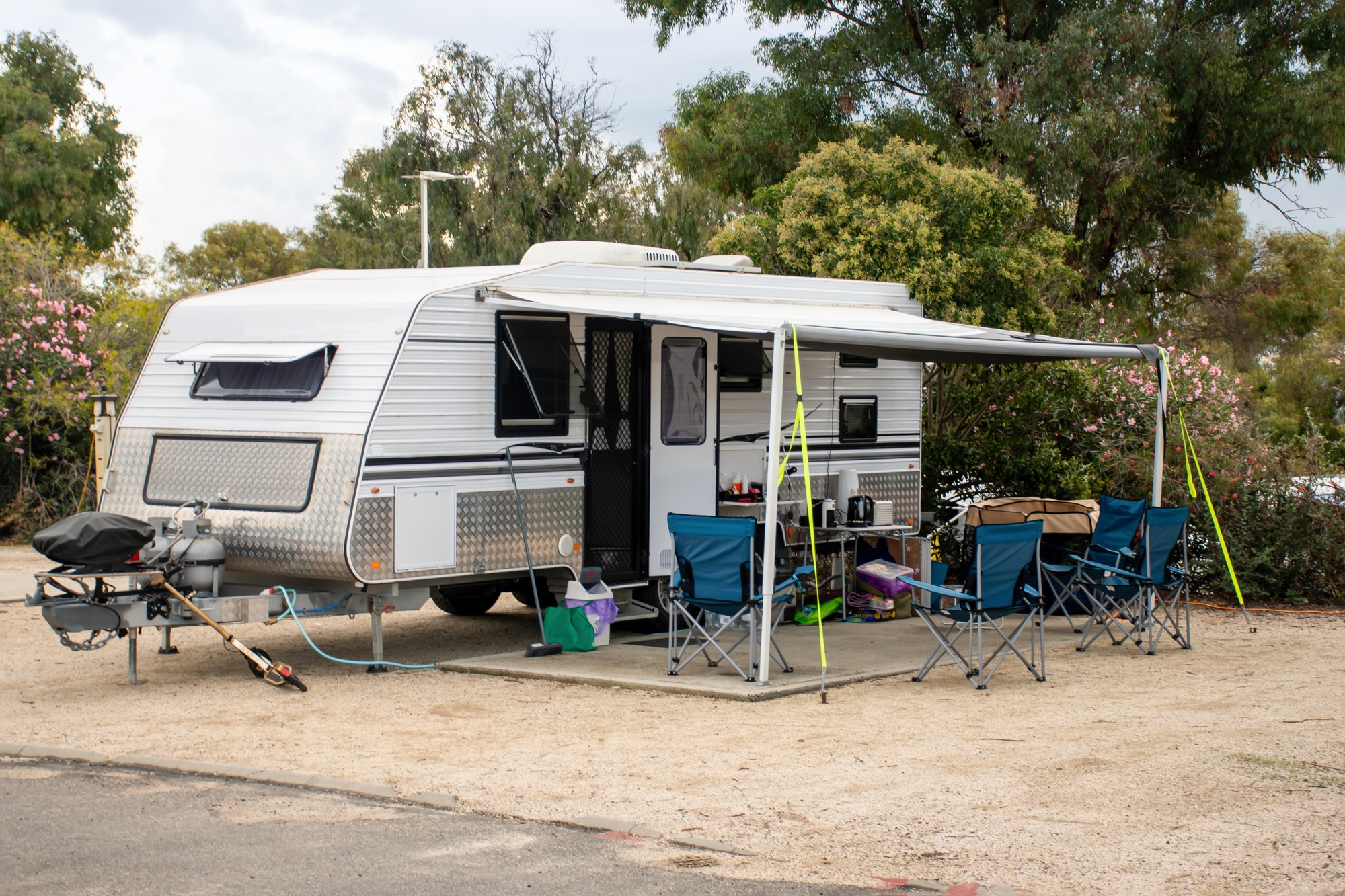 RV caravan camping at the caravan park.